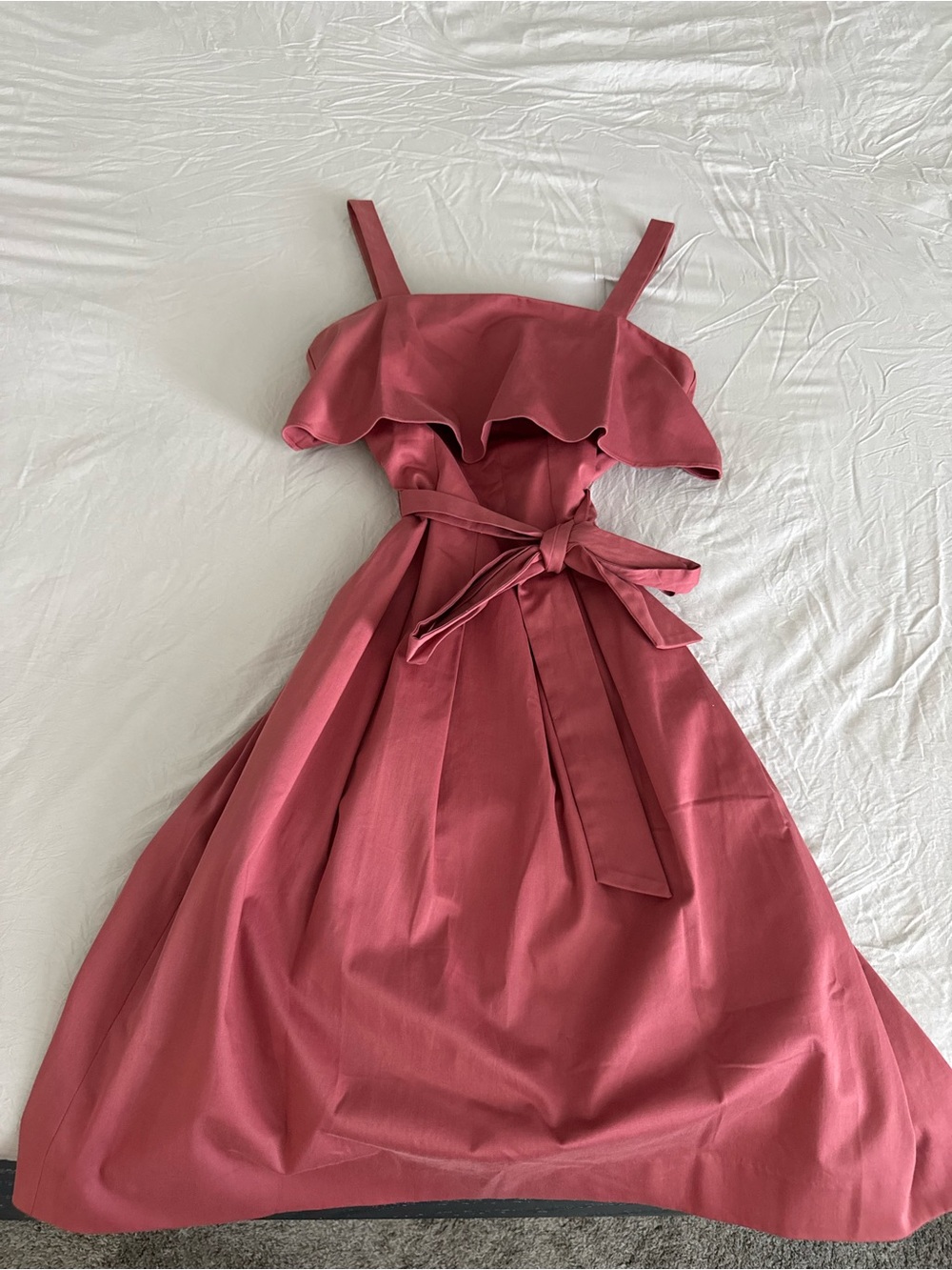 ANTONIO MELANI Rose Strap Midi Dress with Waist Tie